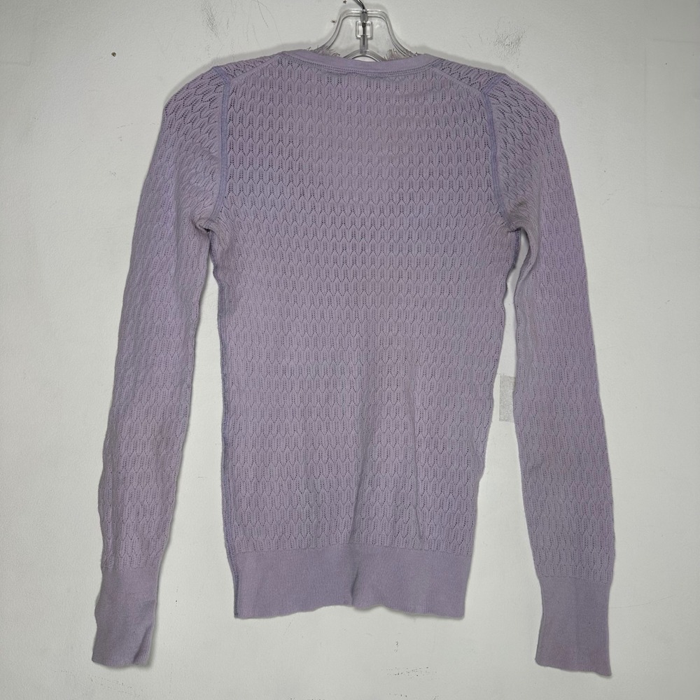 Victoria's Secret Lavender Pointelle Lace Trim V-Neck Long Sleeve Sweater Small - Picture 8 of 9